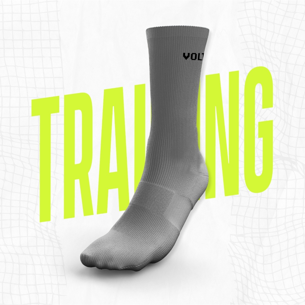 VOLT ถุงเท้ากีฬา ถุงเท้าวิ่ง รุ่น TORQUE 001 TRAINING SOCKS สีเทา TQ-0193 สำหรับออกกำลังกาย ฟิตเนส