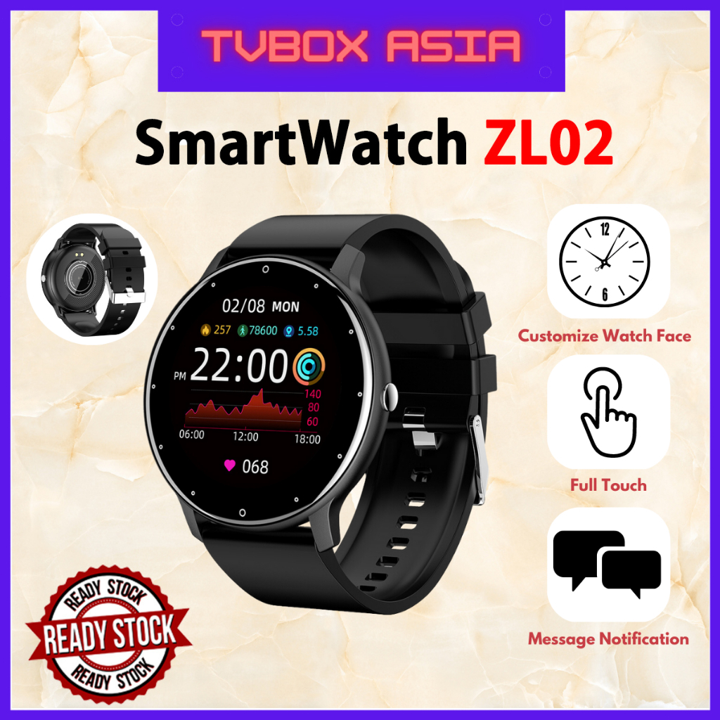 Ready StockZL-02 Smart Watch Sport Fitness Running Tracker SpO2 Heart Rate Blood