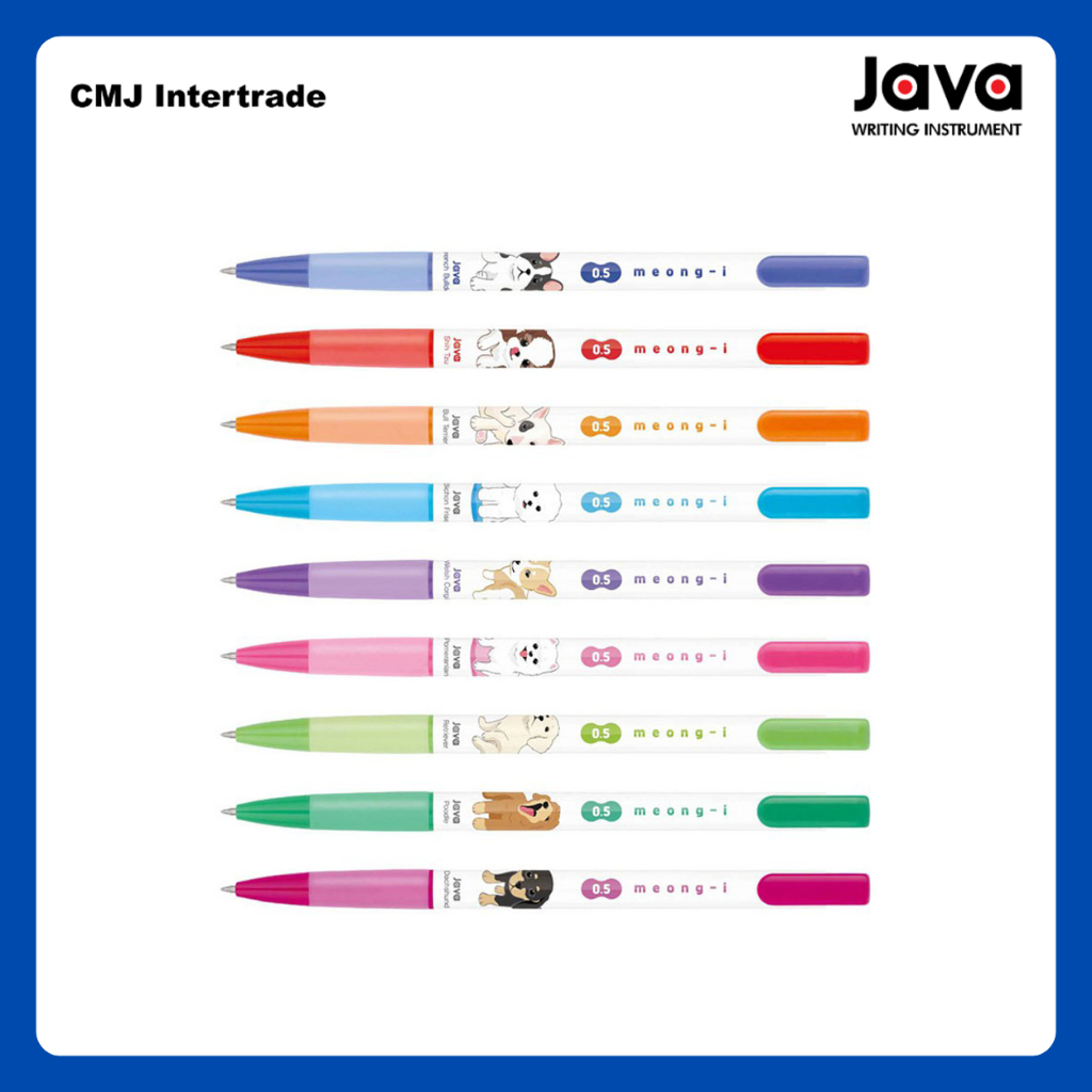 JAVA Ball Point Pen Meong-i ปากกาลูกลื่นลายน้องหมาน่ารัก ขนาด 0.5 มม. มีให้เลือกถึง 9 สี