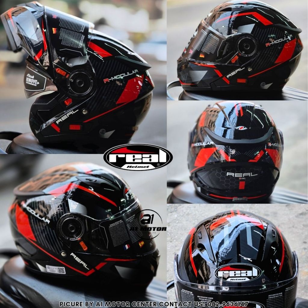 หมวกกันน็อคยกคาง REAL STORM ลายใหม่ 2025 EAGLE FORCE แว่น2ชั้น ถอดซักได้ รองรับการติดตั้ง Bluetooth มาตรฐาน มอก.และ ECE