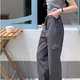 พร้อมส่งในไทยทุกวัน กางเกงชิคๆ สไตล์มินิมอล รุ่น Kara Cargo สีเขียวขี้ม้า เอวสมอค