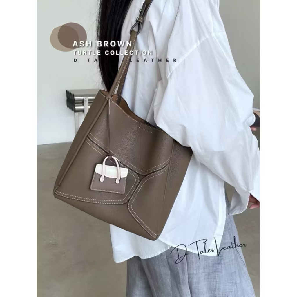 DTALES ส่ง16เมย TURTLE TOTE กระเป๋าหนังแท้ 3ways ถือ คล้องไหล่ สะพาย ใช้ได้ทุกโอกาส