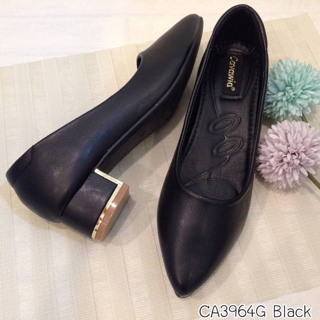 Cavawia 3964 4279 4495 4705 5026 5050 PolPol รองเท้าคัทชู ส้นสูง 1.5 นิ้ว สี Black , Cream ,Oat ,Grey , White , Pink