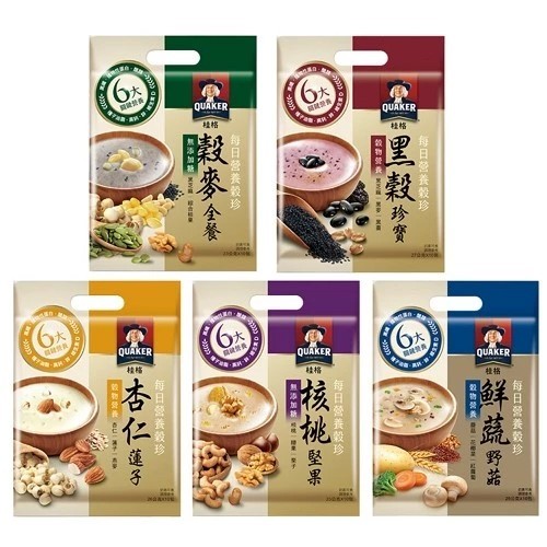 พร้อมพรีจากไต้หวัน QUAKER เครื่องดื่มธัญพืช มีหลายสูตร แบบไม่มีเนื้อสัตว์ (桂格 每日營養穀珍鮮蔬野菇)