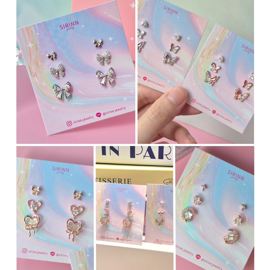 SIRINN ต่างหูแบบเซต 3 คู่ ✨ แบบใหม่ สุดคุ้ม ก้านเงิน S925 ไม่ก่อให้เกิดการแพ้