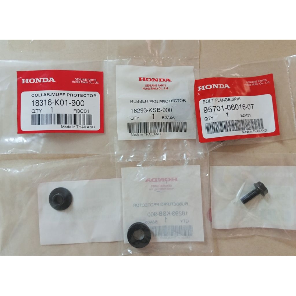ชุดน็อต-ยางรองแผงกันร้อนท่อไอเสีย Giorno PCX160 แท้ศูนย์HONDA 18293-KSB-900, 18316-K01-900, 95701-06