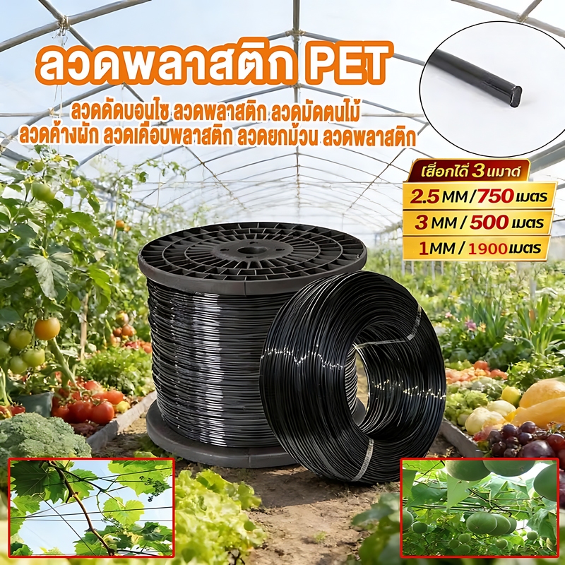 ลวดพลาสติก PET งานเกษตร ลวดมัดตนไม้ ลวดเคือบพลาสติก ลวดยกม้วน ลวดพลาสติก ลวดดัดบอนไซ ลวดพลาสติก ลวดค้างผัก