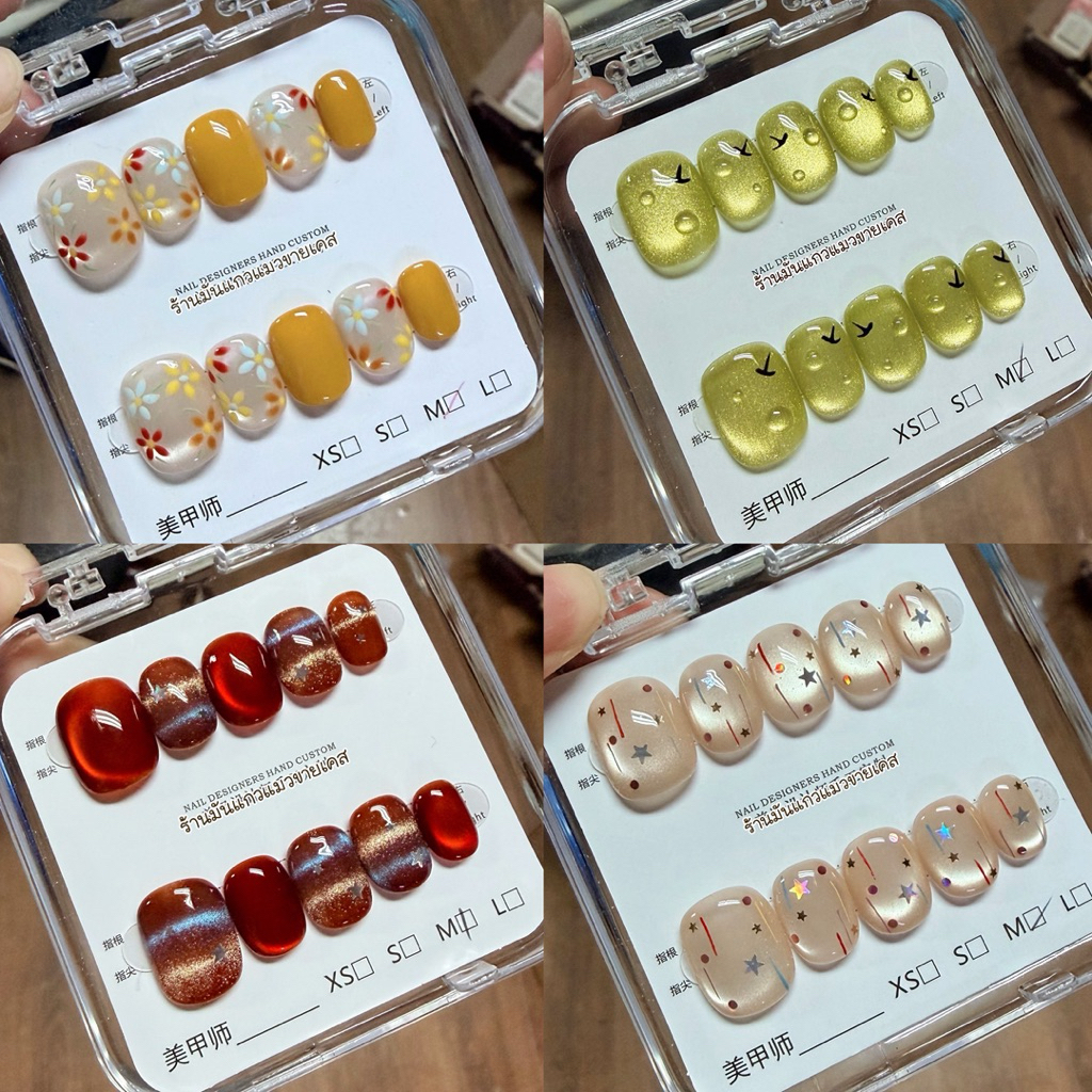 JL216-219 ร้านไทย<ส่งเร็ว>เล็บปลอมงานสีเจล งานHandmade (อ่านรายละเอียดก่อนสั่งซื้อ) แบบ 10 เล็บ ฟรีชุดอุปกรณ์ติดเล็บ