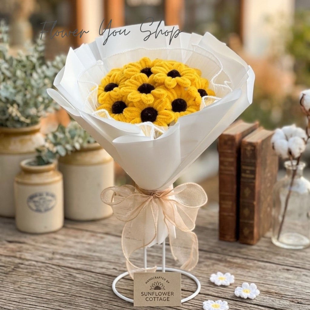[พร้อมส่ง] ช่อดอกทานตะวันลวดกำมะหยี่ Handmade พรีเมียม 🌻✨ ของขวัญรับปริญญา วาเลนไนน์ วันเกิด