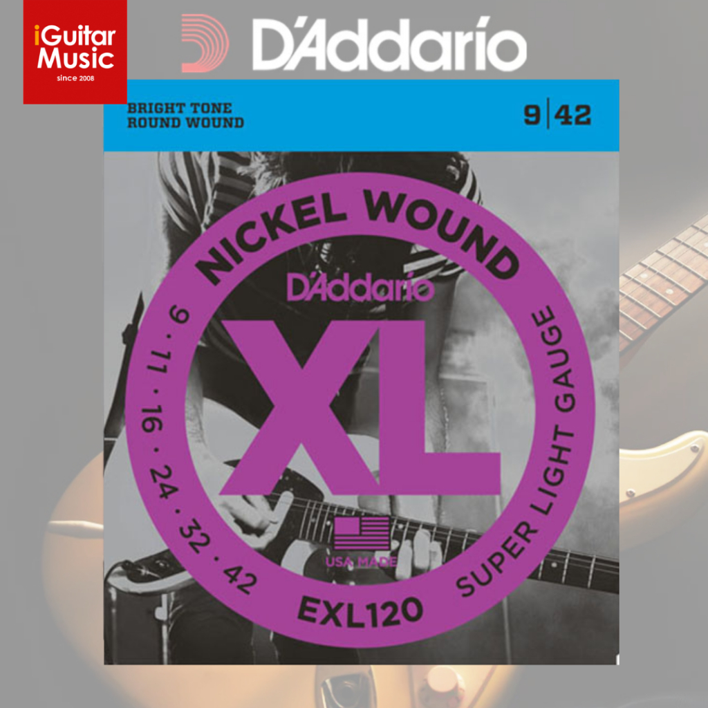 <ของแท้ 100%> D'Addario EXL120 Nickel Wound, Super Light, สายกีตาร์ไฟฟ้า เบอร์ 9-42