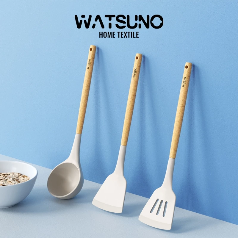 Watsuno ชุดเครื่องครัวซิลิโคน ไม้พายซิลิโคน ช้อน อุปกรณ์ทำอาหาร ทนอุณหภูมิ thumbnail 3