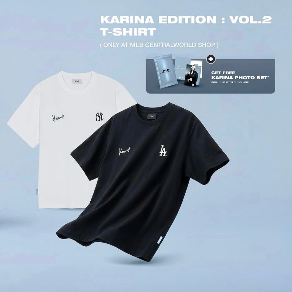 เสื้อ MLB รุ่น KARINA EDITION : VOL.2 T-SHIRT 2026 BLACK แถม PHOTO SET ให้ Size M มือ1 แท้100% (มีเก