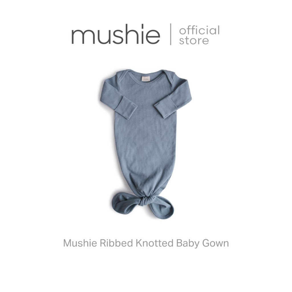 Mushie Ribbed Knotted Baby Gown ชุดเด็กอ่อน