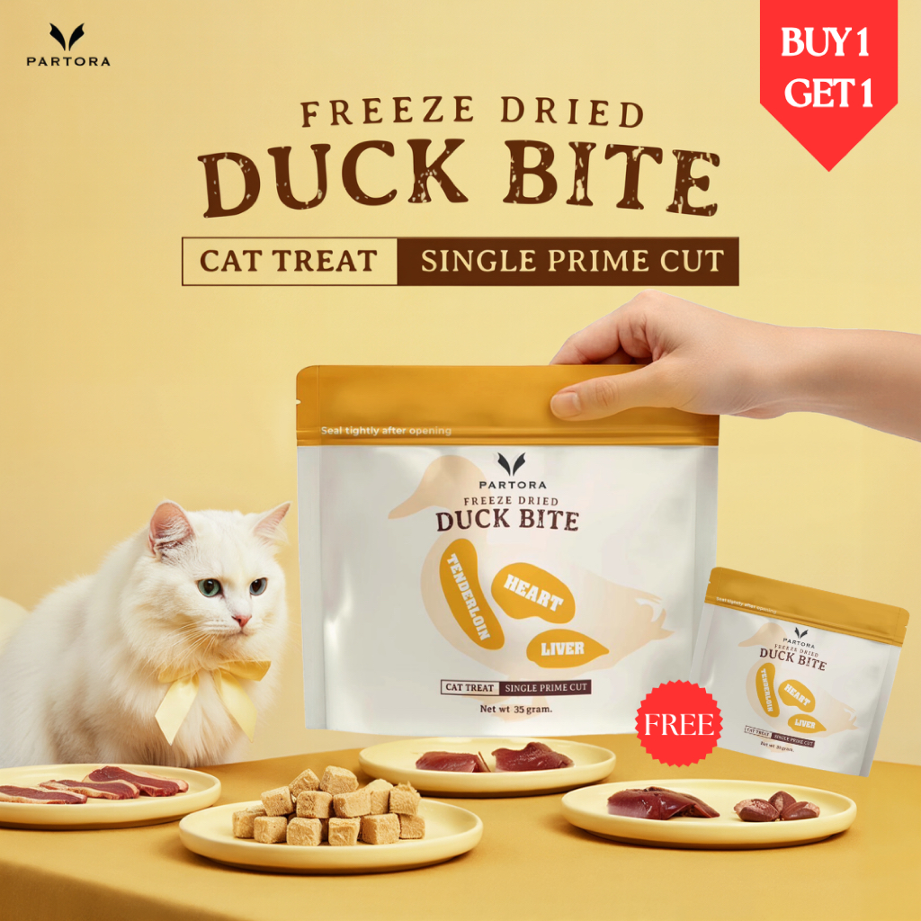 1 แถม 1 PARTORA ฟรีซดรายดั๊กไบท์ 35 กรัม ขนมแมวฟรีซดราย (รวม 2 ซอง)