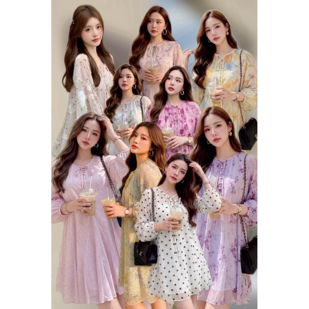 เดรสสั้น สาวอวบ เนื้อผ้าขีฟองบางเบา ป้าย ypy