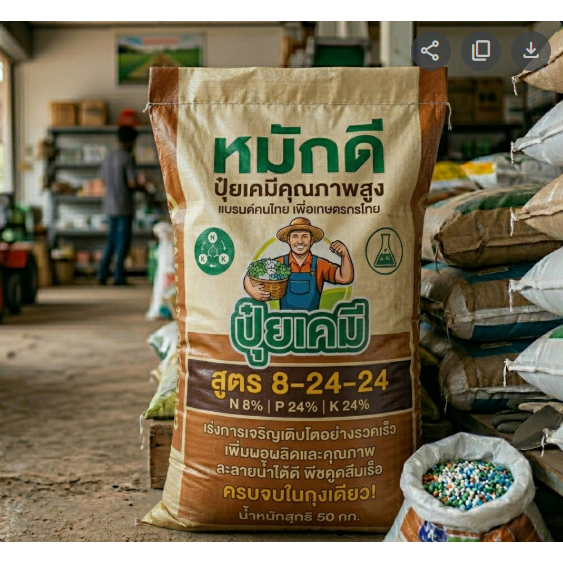 ปุ๋ยเคมี (8-24-24) สูตร 4 เร่งดอก ผล ใบ คุณภาพสูง 50 กิโล