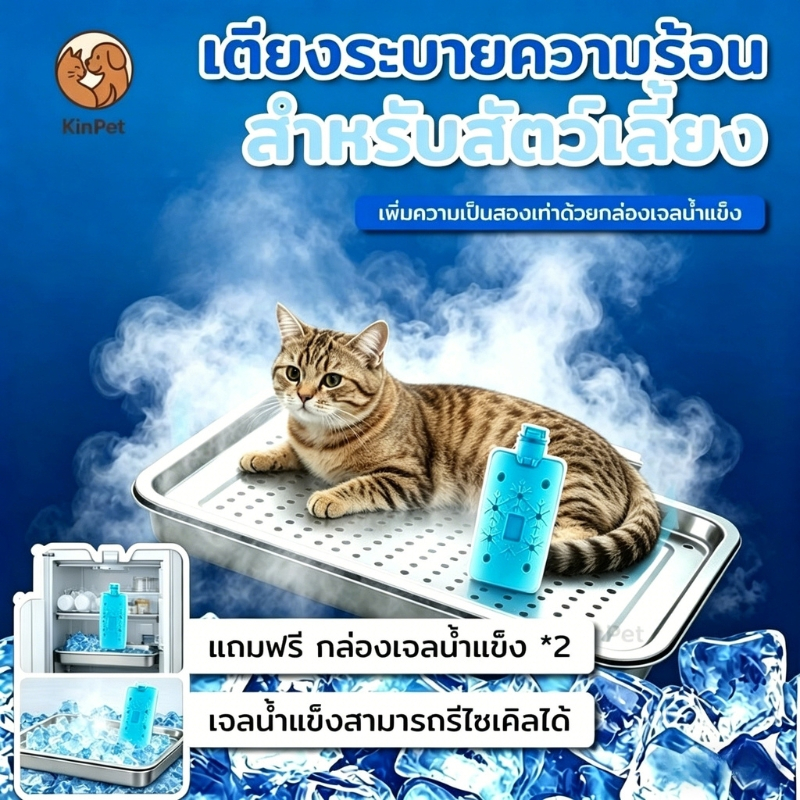 บ้านน้ำแข็งแมว ที่นอนเย็นสำหรับแมว (แถมขวดน้ำแข็ง 2 ขวด) ที่นอนเย็นสำหรับสัตว์เลี้ยง  ้ความเย็นด้วยวิธีทางกายภาพ สะอาด