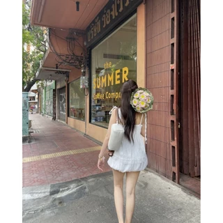 เสื้อสายเดี่ยวผูกไหล่ แต่งลูกไม้