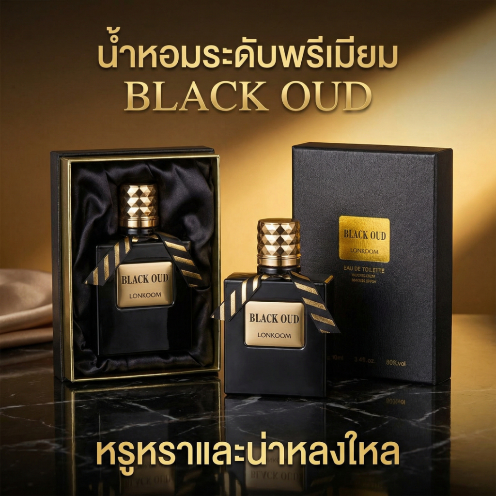 โปรแรง ซื้อ 1 แถม 1 LONKOOM Black Oud น้ำหอมกลิ่น Oud หอมลึก เซ็กซี่