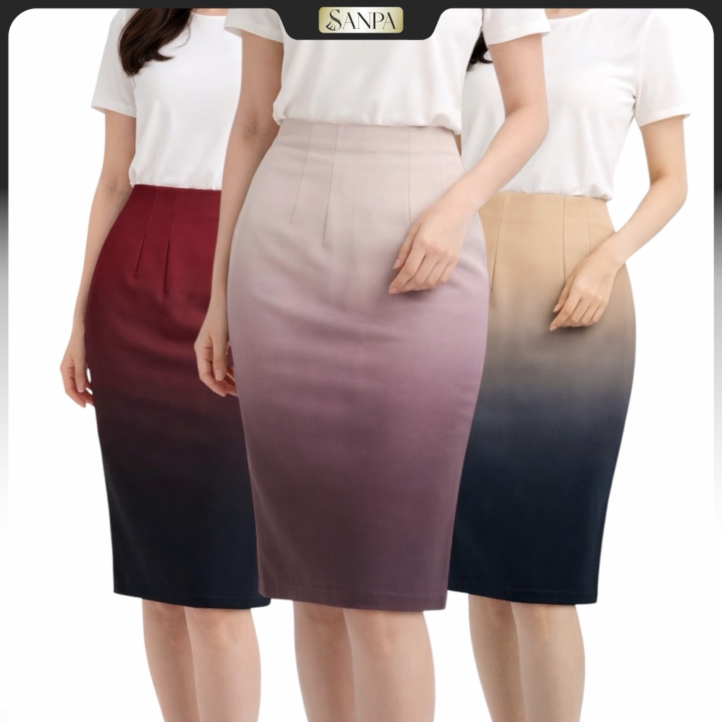 กระโปรงไล่สีเรียบๆสวยๆ