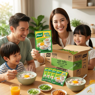 (ยกลัง) โจ๊กกึ่งสำเร็จรูป คนอร์ คัพ รสหมู รสไก่ รสกุ้ง ปูอัด ข้าวหอมมะลิแท้ (28g x12ซอง x8แพค)