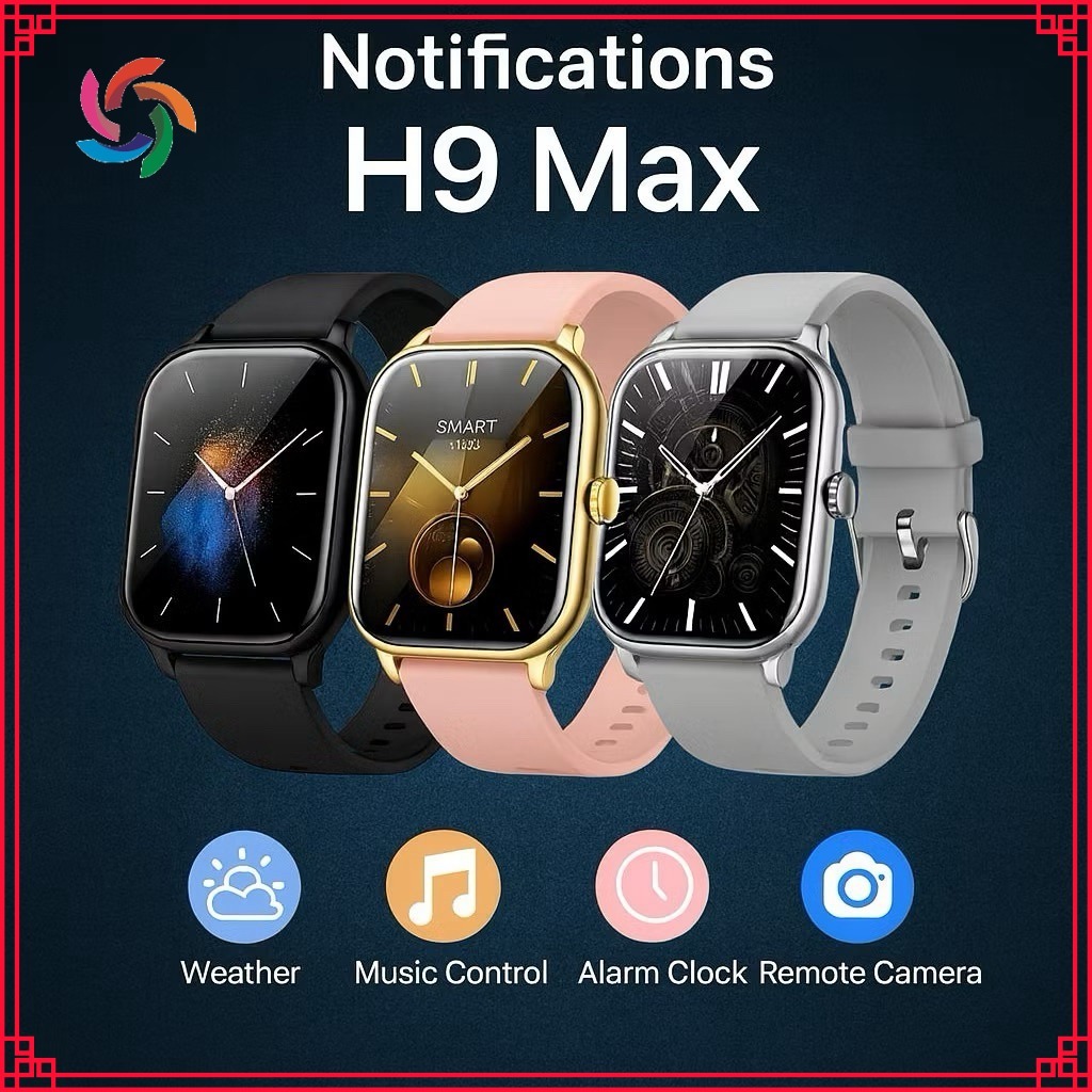 H9 Max Smart Watch Bluetooth Call Fitness Heart Rate Sport Watch Smartwatch H9 Watch 2.01” HD Touch 