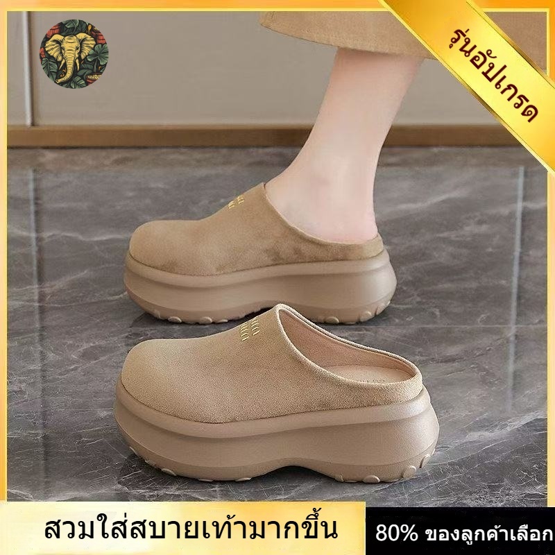 รองเท้าส้นสูง Birkenstock สีแอปริคอตสำหรับผู้หญิงรุ่นใหม่ ดีไซน์แพลตฟอร์ม เหมาะกับทุกฤดูกาล สไตล์ลำลอง ช่วยเพิ่มความสูง