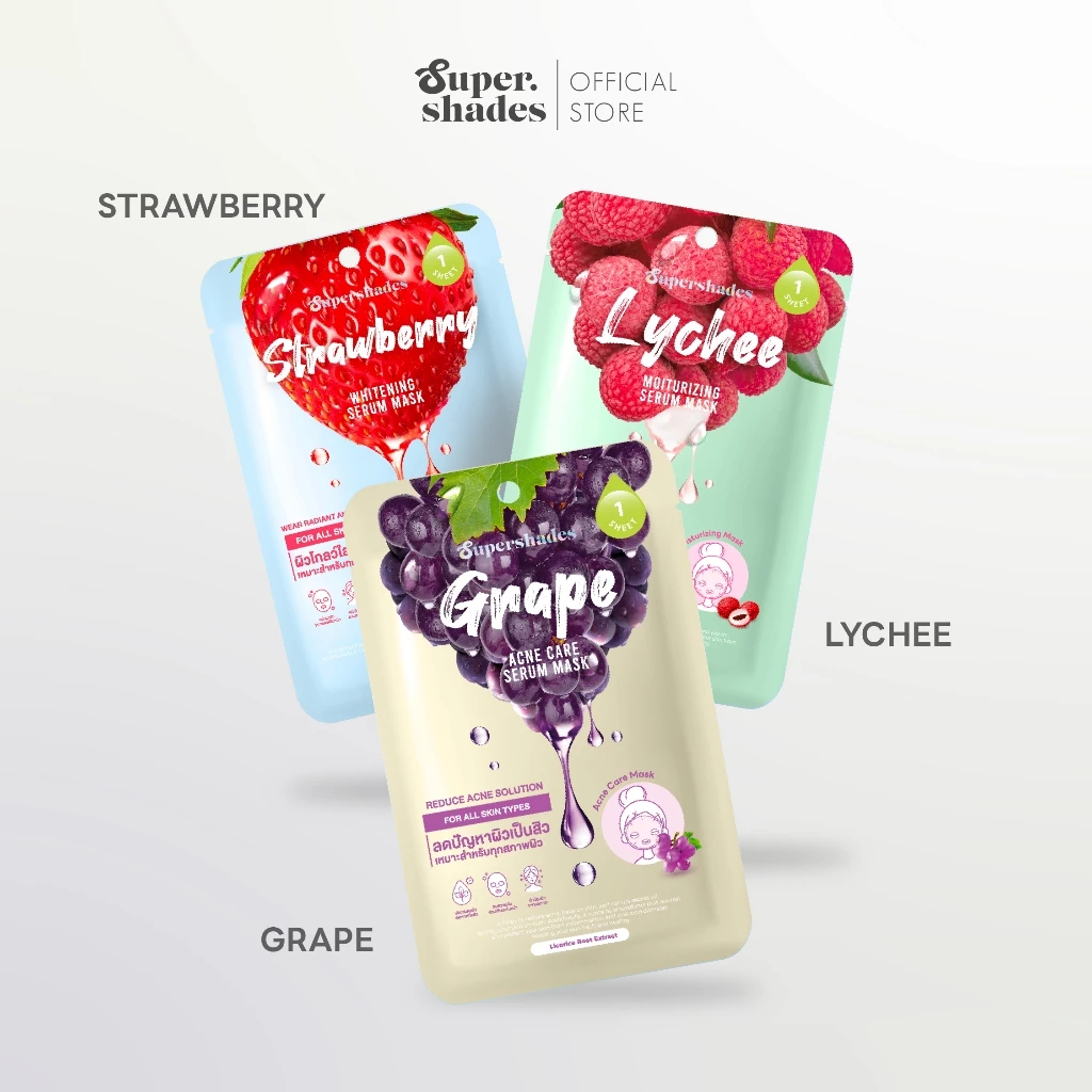 (คละสูตร) SuperShades MASK SHEET FRUITY SERUM มาสก์หน้าฟรุตตี้เซรั่ม 3