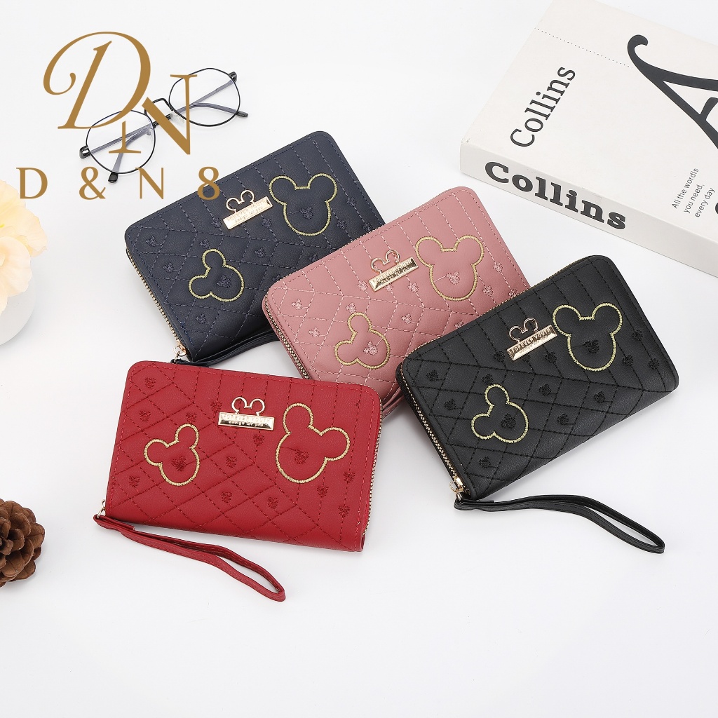 DNN02#กระเป๋าสตางค์ใบกลางมีช่วงใส่บัตรงทั้งหมด4ช่อง 📌วัดสุด:หนังPU รุ่นใหม่มีสายคล้องมือทุกใบค่ะ