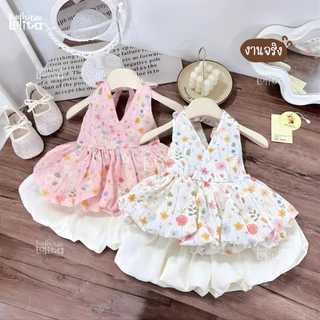 ✅พร้อมส่ง 👧🏻🌸ชุดเซทเด็กผู้หญิง2ชิ้น Summer เสื้อผูกคอลายดอกไม้สม็อคหลัง+กางเกงขาตุ๊กตา มี2สีให้เลือกน่ารักฝุดๆงานเวียด🇻🇳