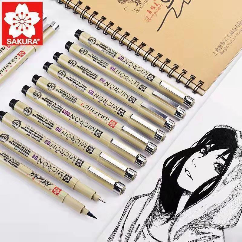 ปากกาหัวเข็ม 1 ชิ้น Sakura Micron Fineliner สำหรับวาดมังงะ สเก็ตช์ และงานเส้น เขียนลื่น เหมาะกับงานศิลปะ