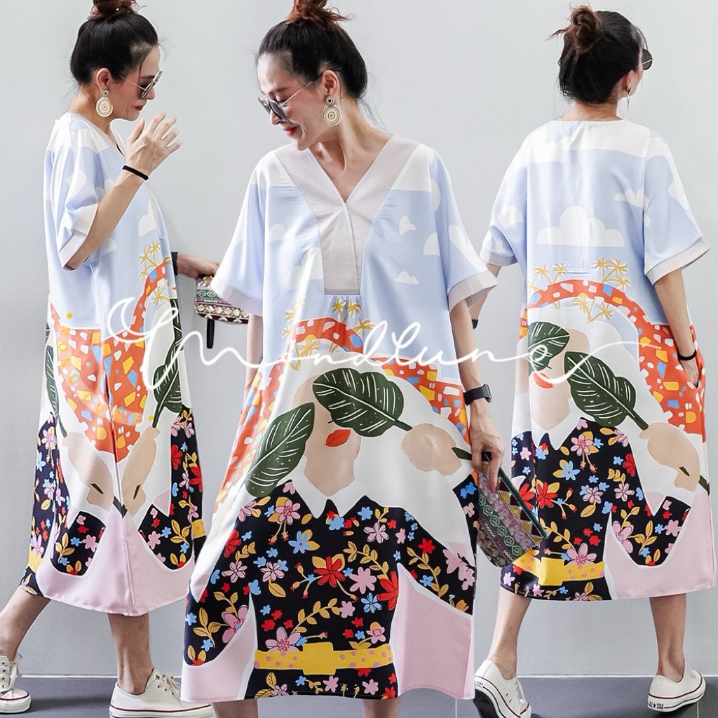 New long Dressทรงเก๋ไก๋ทรงดูทันสมัย งานดูเรียบง่าย สวยมีstyle(fabric Linen slave )