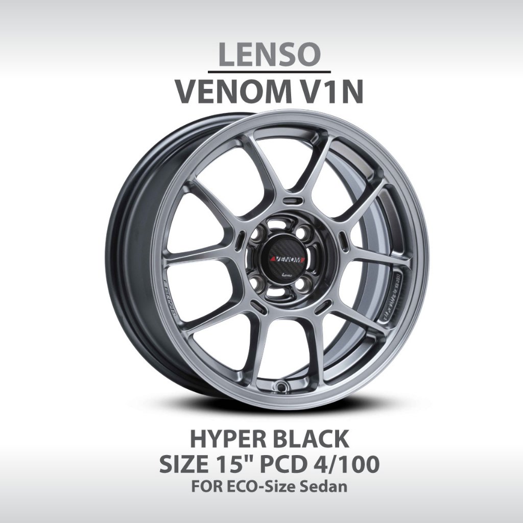 LENSO VENOM V1N LiteTech+ ล้อแม็ก 15 นิ้ว PCD 4/100 สำหรับรถเก๋งเล็ก Jazz City Vios Yaris Almera Swi