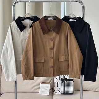 SISSY : เสื้อJacket แขนยาว (S–XXL) คอปกผ้าลูกฟูก มีซับในผ้าสก็อต กระดุมหน้าใช้งานได้จริง ทรงสวย ใส่สบาย