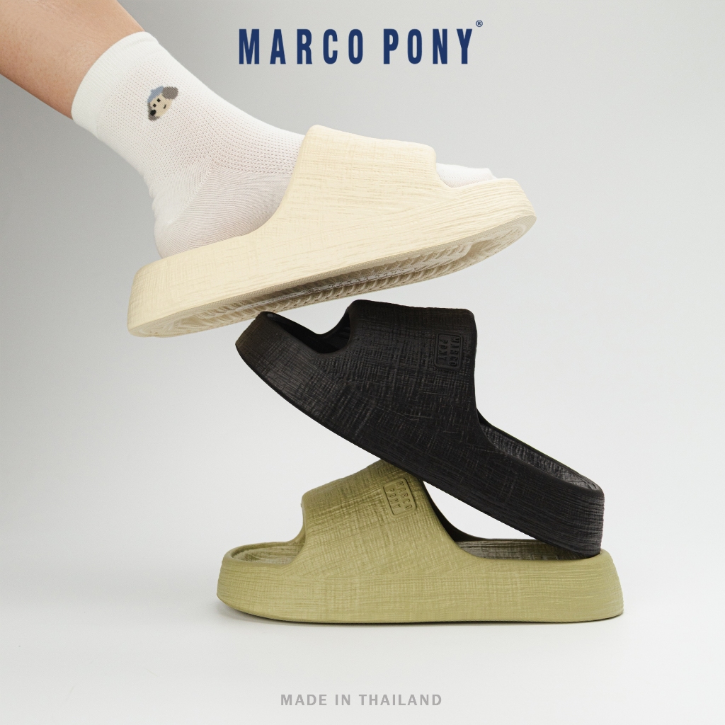 Marco Pony รองเท้าแตะ MH9038 รองเท้าพื้นนุ่ม ยาง EVA พื้นสูง 3.5cm กันลื่น สวยครบทุกเฉดสี 36-42