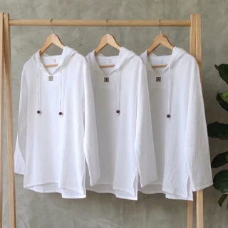 เสื้อตะวัน ผ้าสาลู ผ้าสาลูสีขาว เสื้อโลโก้พระอาทิตย์ แขนสั้น/แขนยาว/ฮู้ด