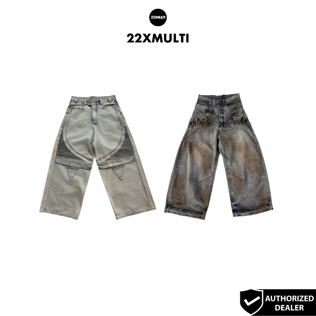 ROI - BIKER DENIM PANTS/ DOUBLE WAIST JEANS