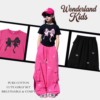 ชุดเซ็ทเด็กผู้หญิง สไตล์เกาหลี แฟชั่น เสื้อแขนสั้น+กางเกงคาร…