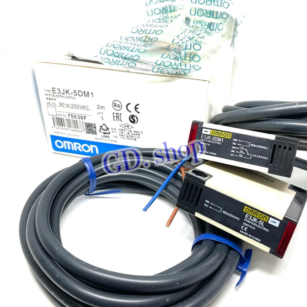 E3JK-5DM1-5L 90-250VAC OMRON รับส่ง-แยก ตัว ระยะจับ 5 m  โฟโต้ เซ็นเซอร์ พร้อมส่ง