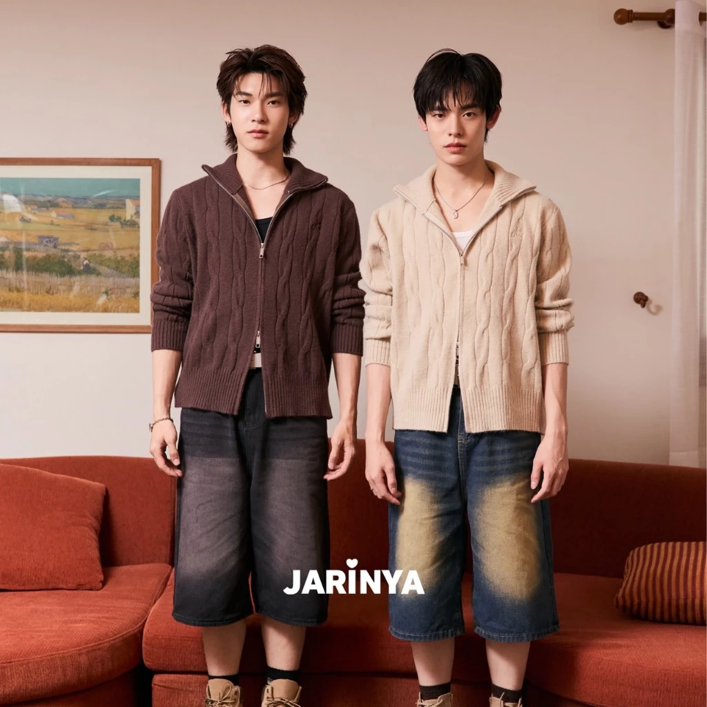JARINYA (S-XL) เสื้อสเวตเตอร์ผ้าหนานุ่มใส่สบาย 2 ซิป (T1015)