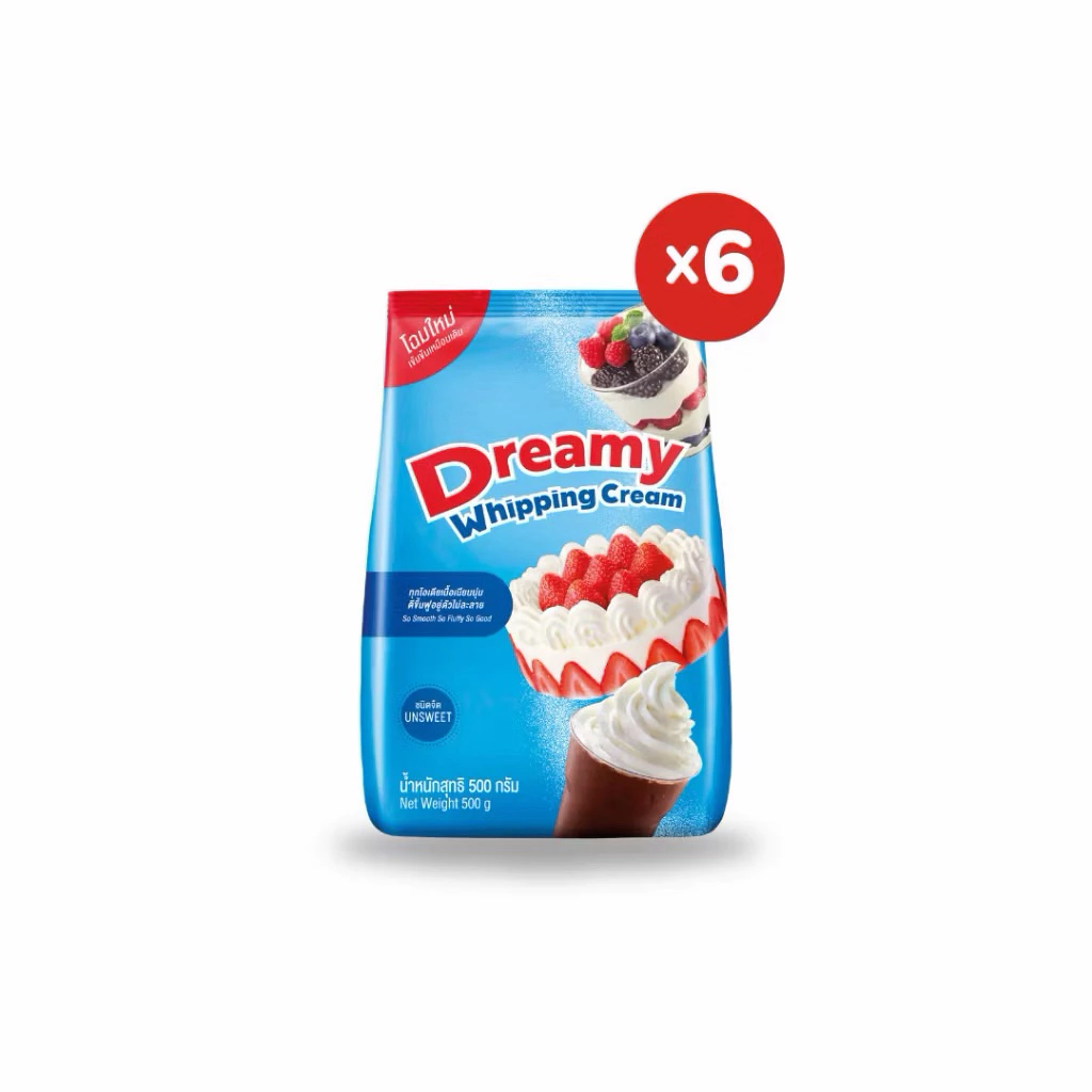 Dreamy Whipping Cream วิปปิ้งครีม สูตรจืด ขนาด 500 กรัม (แพ็ก 6)