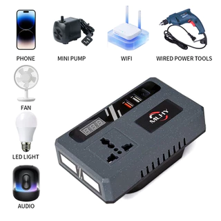 MLHY อินเวอร์เตอร์ไร้สายกำลังสูง 120 วัตต์ ตัวแปลงไฟ 21V ถึง 220V เต้ารับสากลเอาต์พุต USB 3 ช่อง