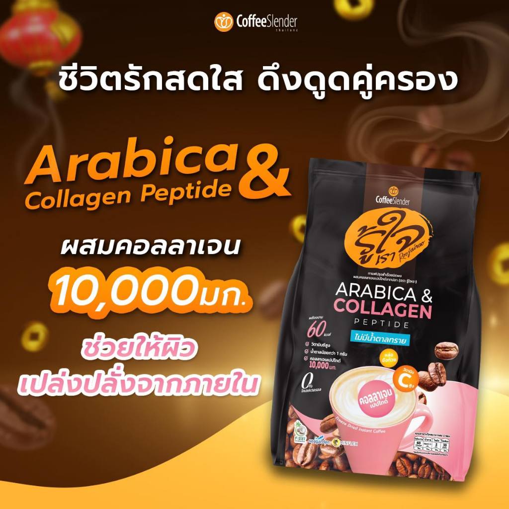 Roojai Coffee กาแฟรู้ใจ กาแฟอราบิก้า คอลลาเจนเปปไทด์ 1 ห่อ 17 ซอง ได้ทั้งสุขภาพและผิวใน 1 ซอง