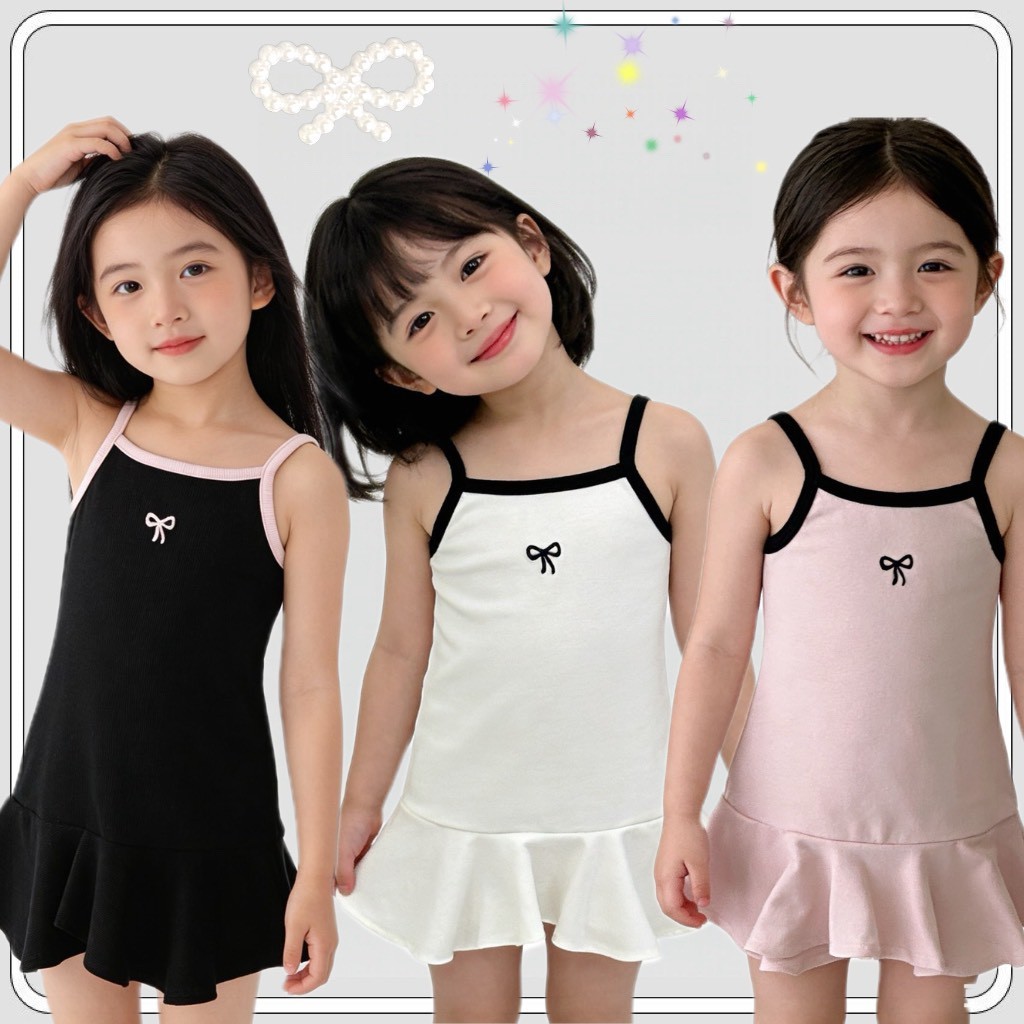 MC229 ชุดกระโปรงเด็กหญิงน่ารัก เดรสสายเดี่ยวผ้านิ่ม ใส่เที่ยว ใส่อยู่บ้าน