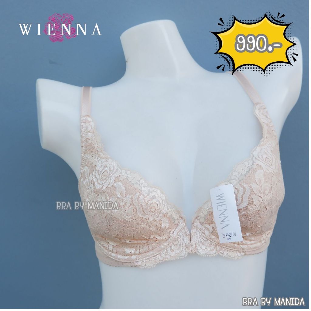 ✨**สินค้าใหม่ แท้ ***✨WIENNA -DB21407(40)ชุดชั้นในเวียนนา เสื้อชั้นในลูกไม้ มีโครง แป้กหน้า ราคา 690