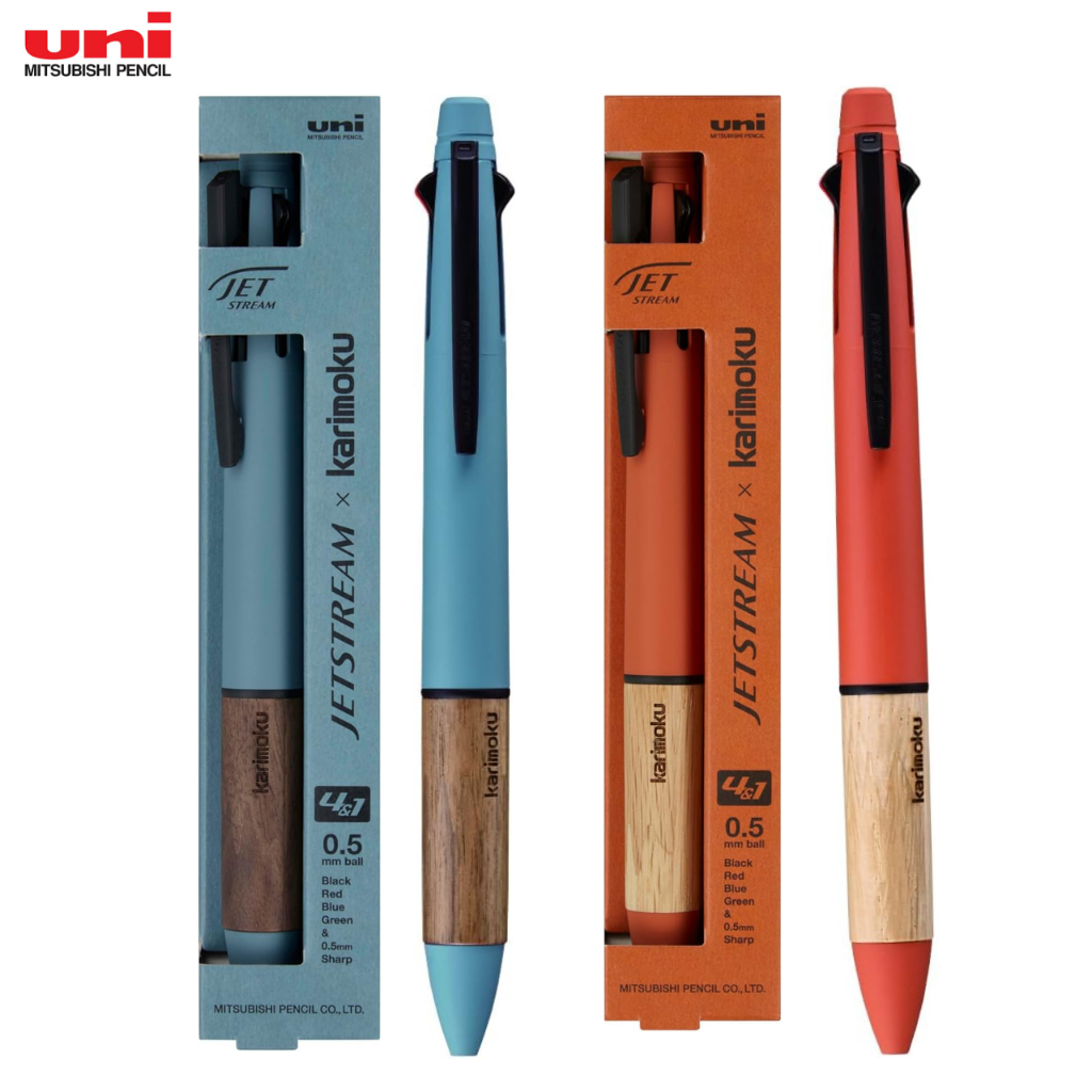 ปากกามัลติฟังก์ชั่น Mitsubishi Pencil Jetstream 4&1 (สีส้มซันเซ็ต/สีน้ำเงินเหล็ก)