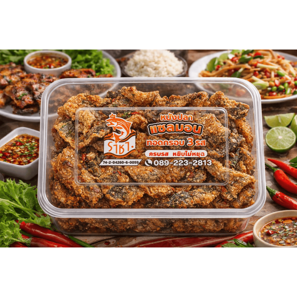หนังปลาแซลมอน แซ่บ 3 รส น้ำหนัก 120 กรัม ครบรส หยิบไม่หยุด อร่อยมาก มีอย