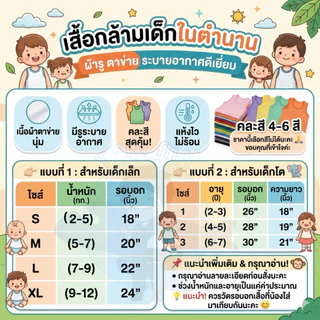 เสื้อกล้ามมีรู พร้อมส่ง 🚨 (แพ็ค 6,12ตัว) หลากหลายสี คละสี สำหรับเด็กแรกเกิด - 8 ปี