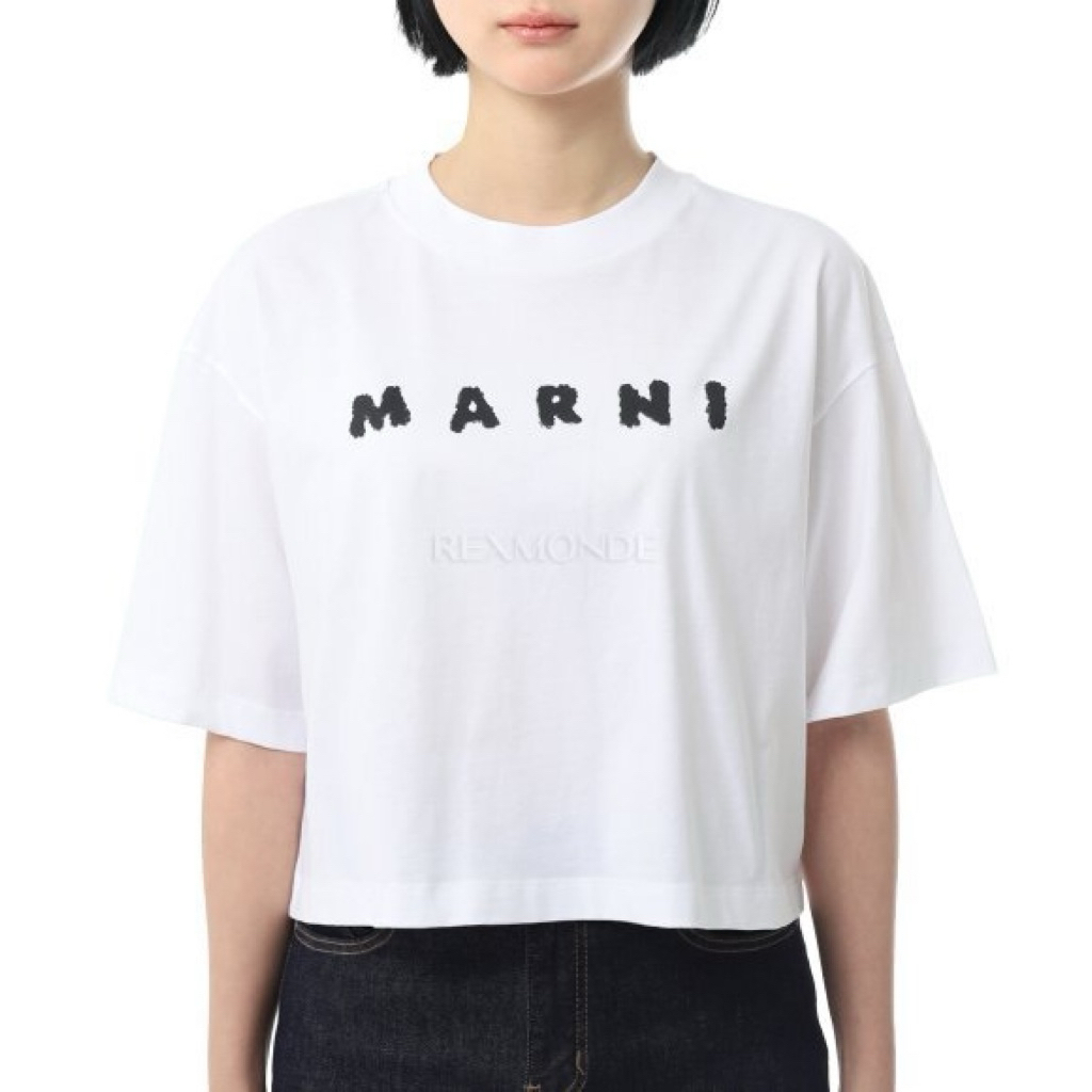 ขายแต่ของแท้ 26SS Marni Logo Detail Boxy T-shirt (THJE0333P5 USCX42 SLW01)