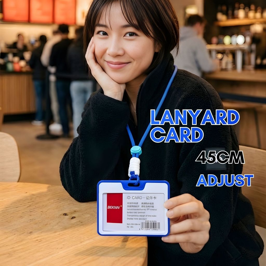BEKNN ป้ายห้อยบัตรพนักงาน พร้อมสายคล้องคอถัก คุณภาพดี สไตล์สปอร์ต ป้ายชื่อ ID Card Holder แนวนอน หลากสีสัน